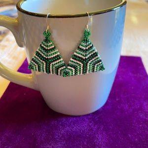 Hand made triangle earrings.